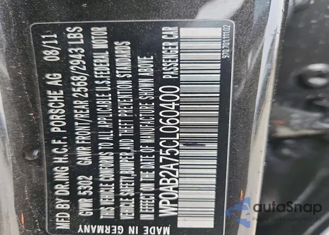 2012 Porsche Panamera S from USA, damaged, VIN WP0AB2A75CL060400